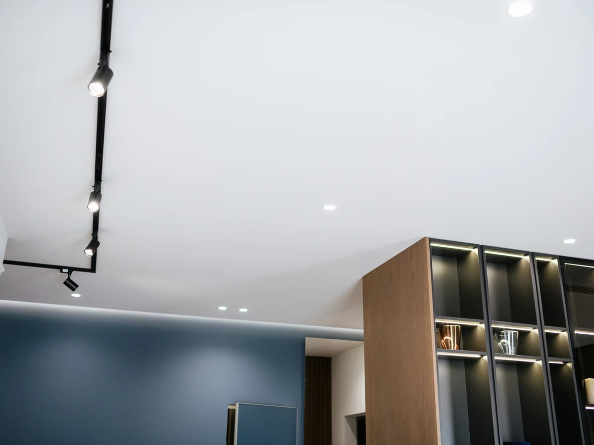 White ceiling with black trim painted by Darlington Decorators ceiling painting specialists