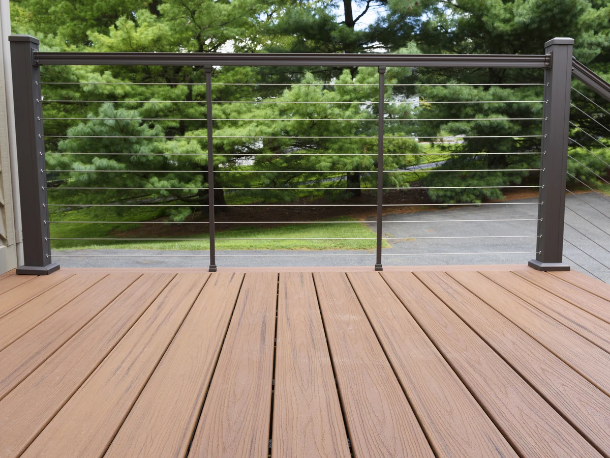 Wooden deck with metal railings painted in Darlington