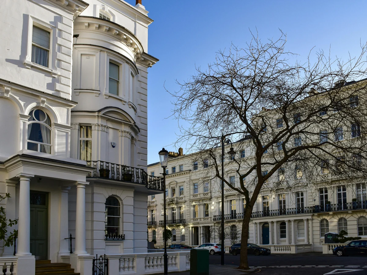 White Georgian townhouse exterior painting in Darlington