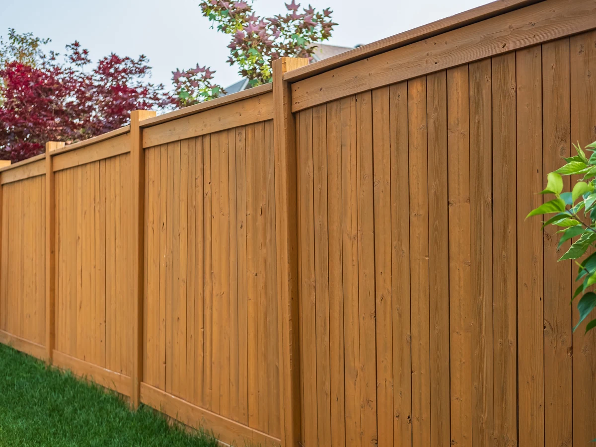 fence-painting-tall-wooden-stained-darlington-decorators Tall wooden stained fence painting in Darlington by Darlington Decorators