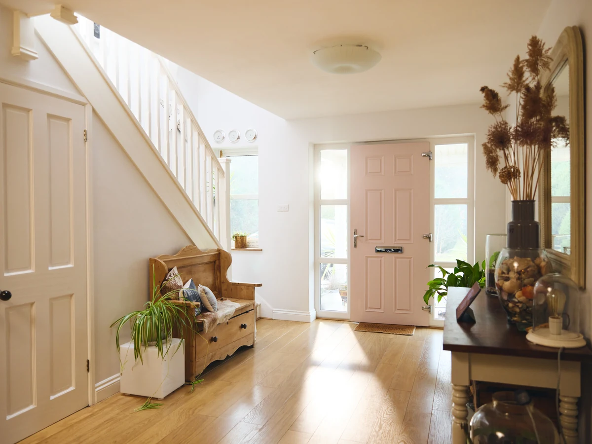 Bright pale hallway painting by Darlington Decorators in a Brompton-on-Swale family home