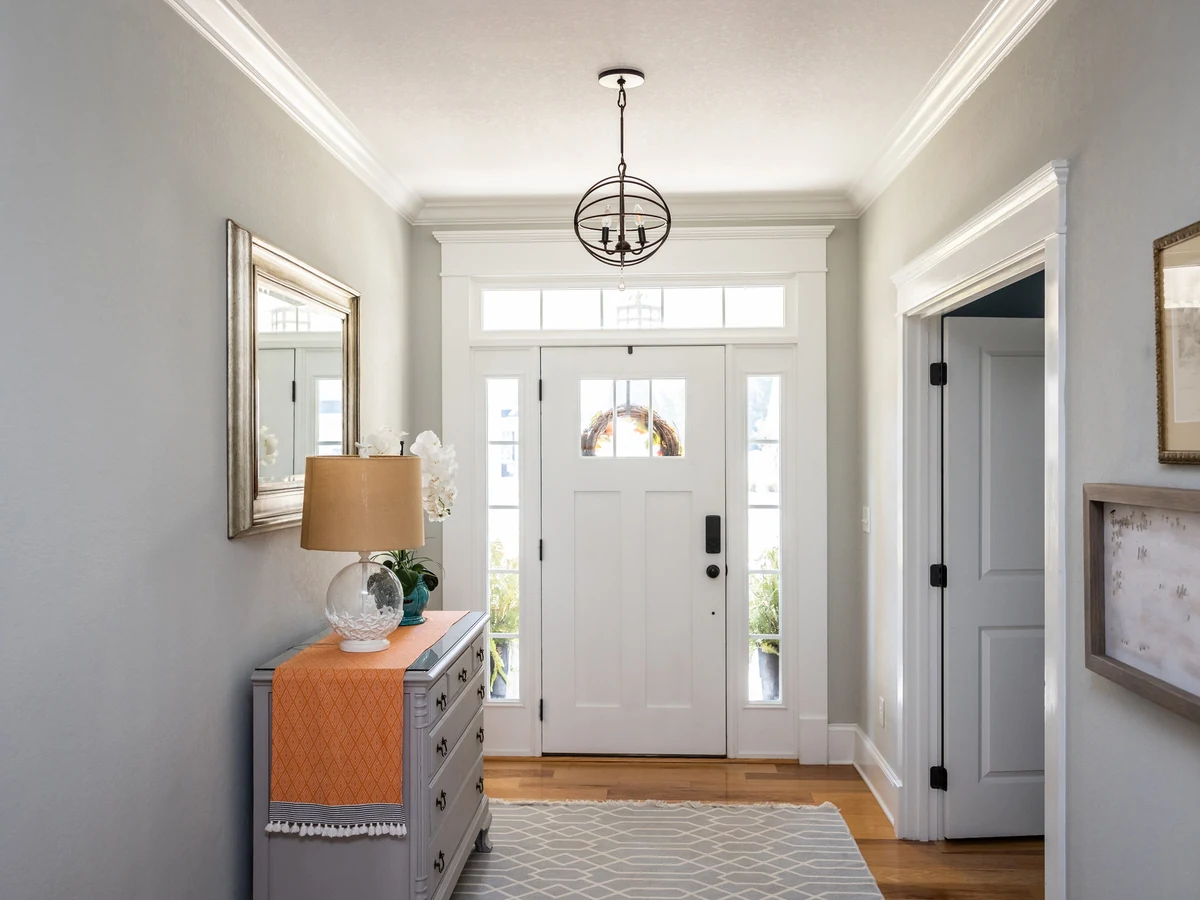 Grey entrance hallway painting in Darlington by Darlington Decorators