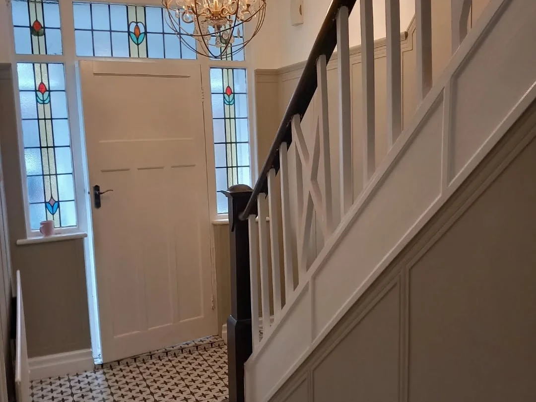 hallway-painting-period-panelled-staircase-hero-after-darlington-darlington-decorators Period panelled hallway and staircase after painting in Darlington by Darlington Decorators