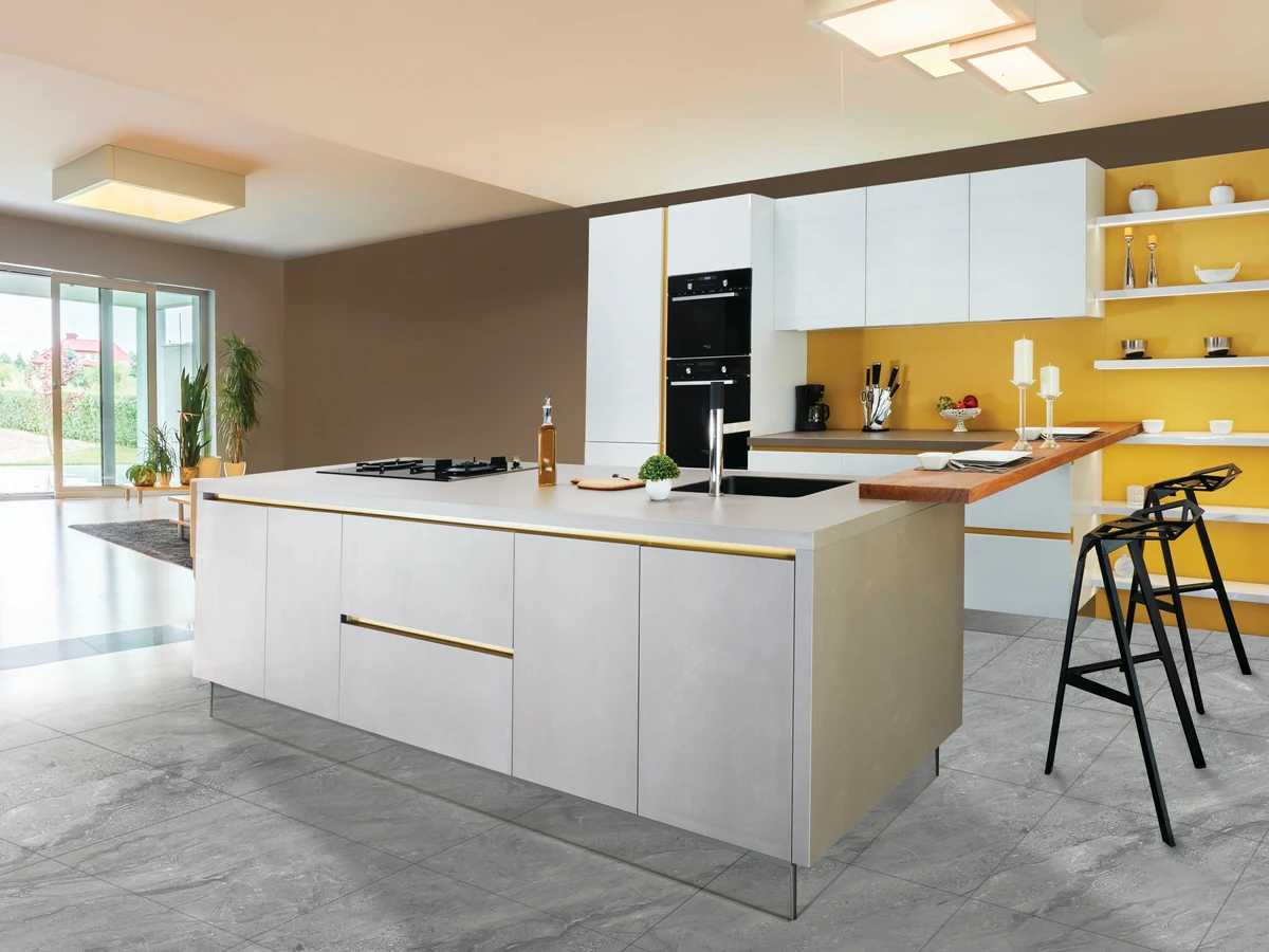 Kitchen cabinet painting in Darlington by Darlington Decorators, bright modern kitchen after respray