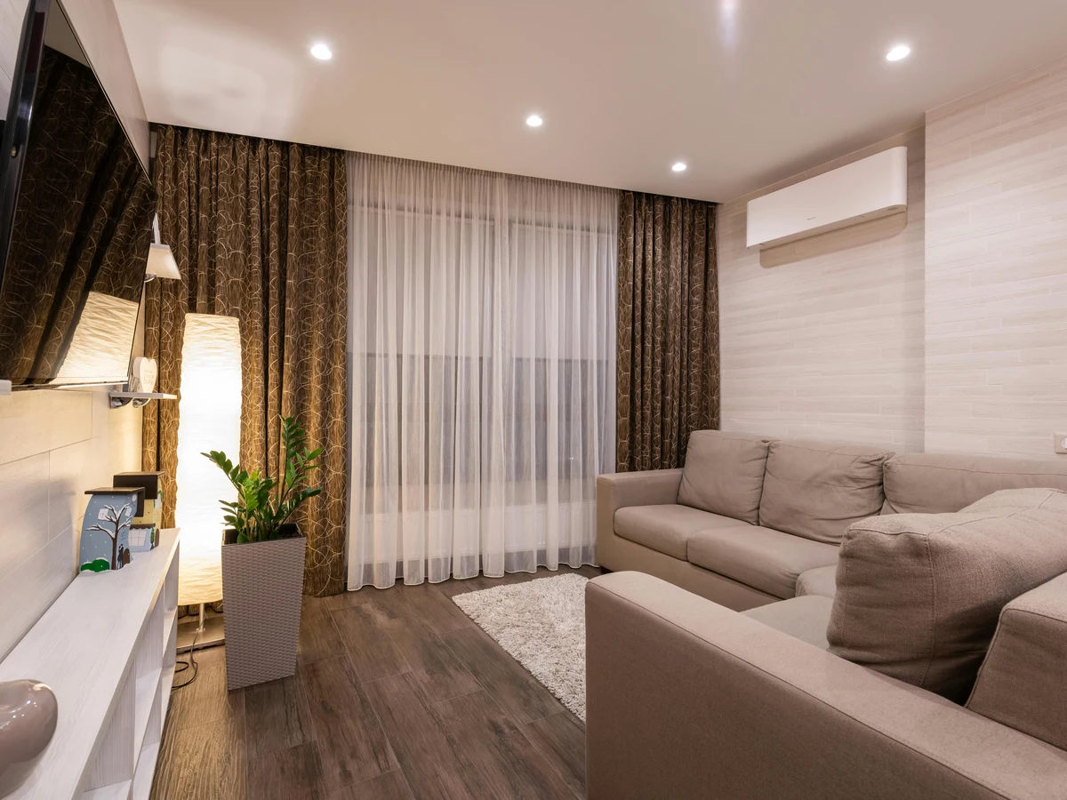 Living room painting in Darlington by Darlington Decorators, beige walls with professional finish