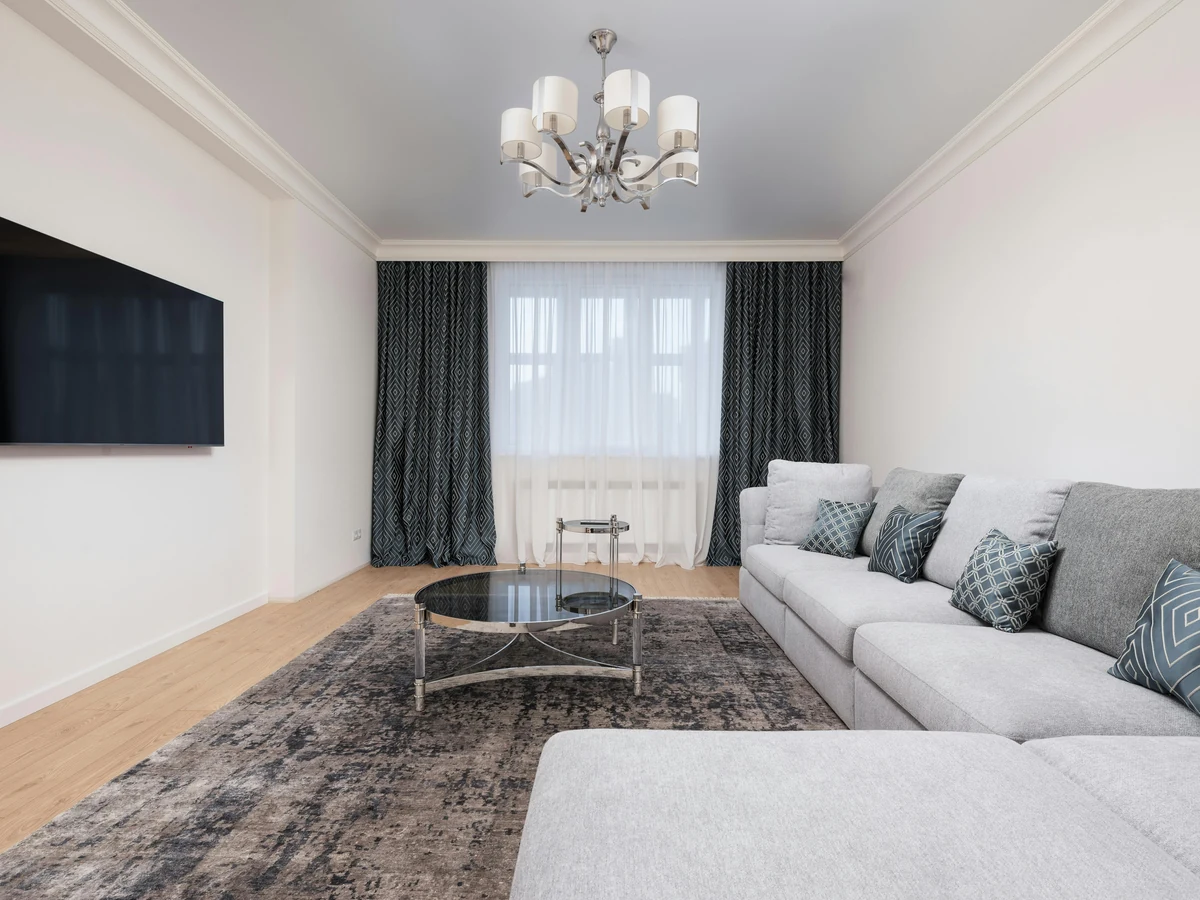 Living room painting with white and grey finish in Leyburn by Darlington Decorators